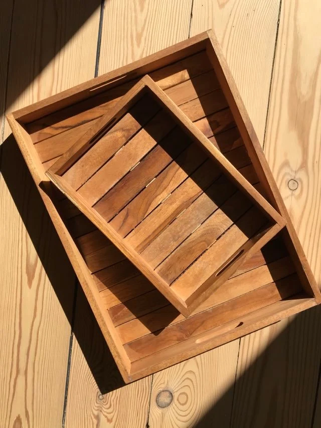Teak bakke (stor)