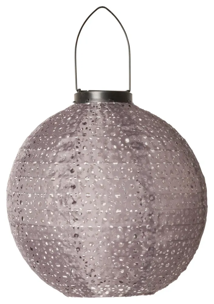 Lanterne m/solar, globe - grå
