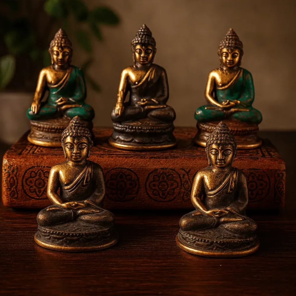 Mediterende Buddha Statue Mini Messing