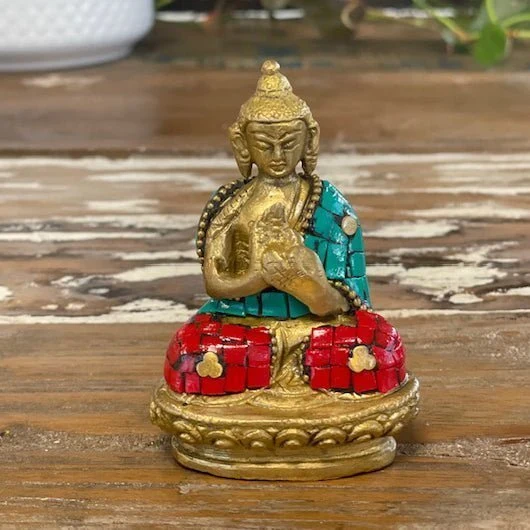 Messing Buddha Statue Hænder Op 7.5 cm