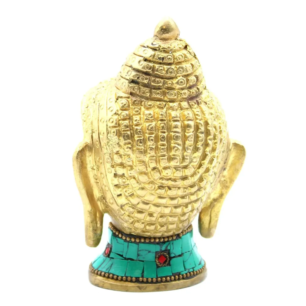 Messing Buddha Statue Stor Hoved 11.5 cm
