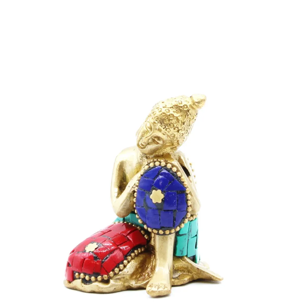 Messing Buddha Statue Tænkende 6.5 cm