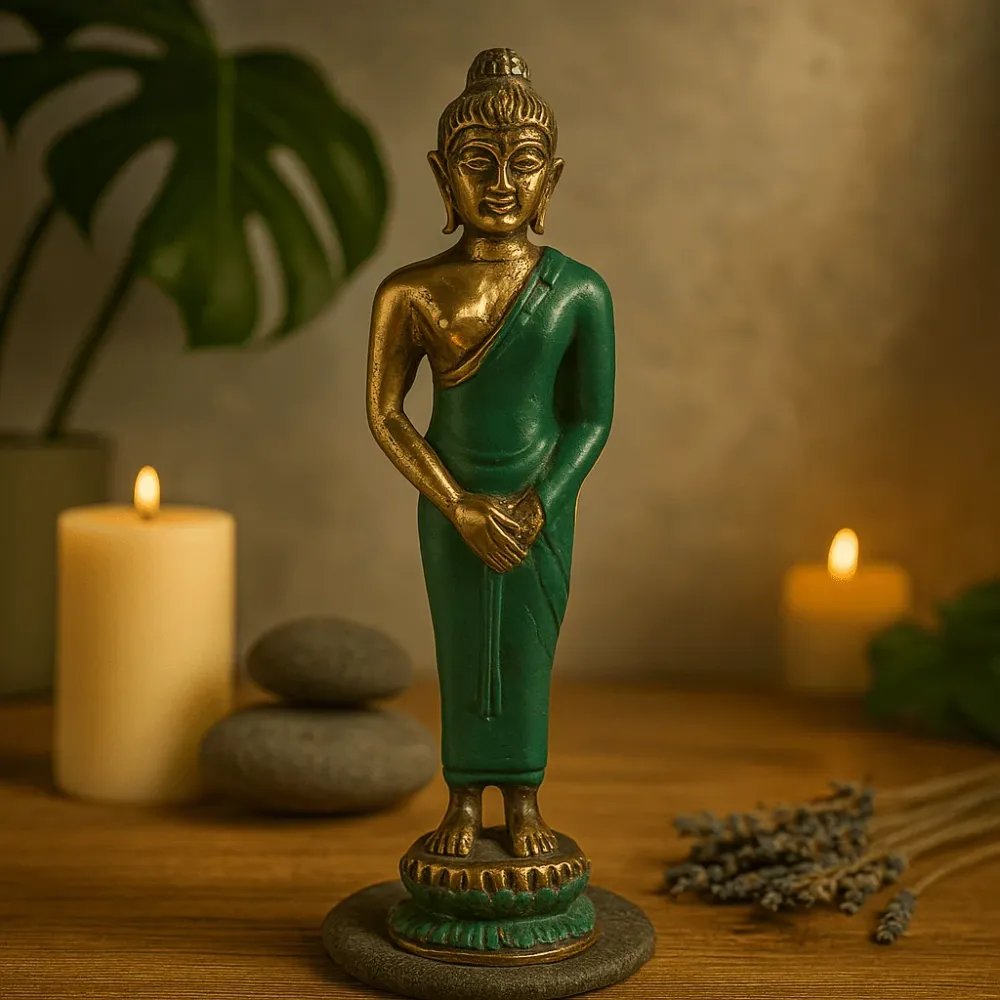 Stående Buddha Messing Statue
