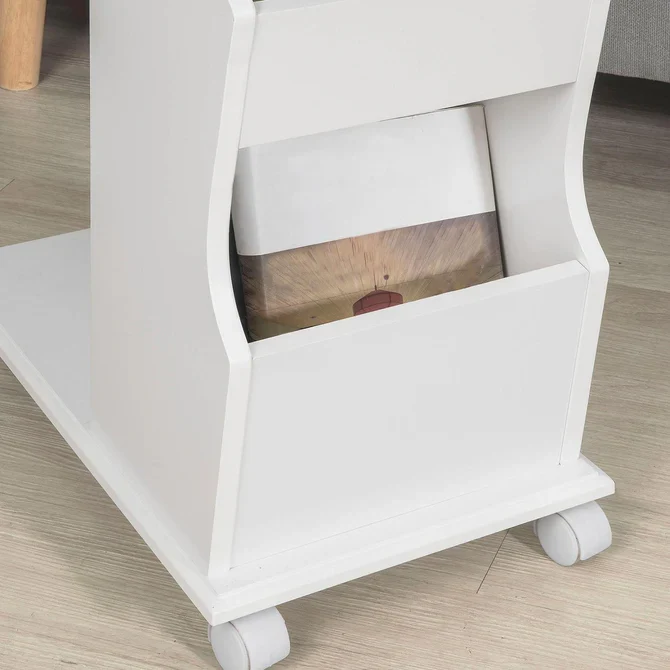 Accessible sidebord med hjul og ipad holder, hvid
