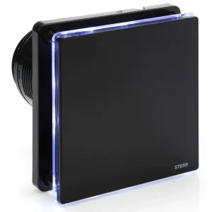 STERR BFS100LT-MB - 100 mm Badeværelsesventilator, LED + Timer, 90 m³/h, Mat Midnight