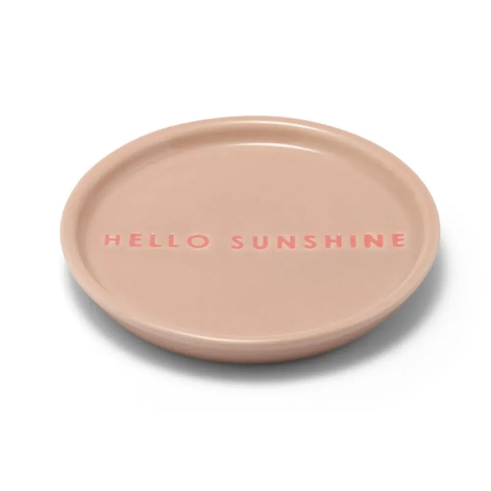Ceramic petit four plate - HELLO SUNSHINE sand ø8.5cm
