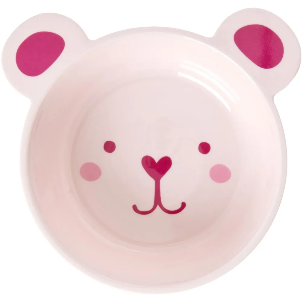 Rice Melamine Skål Med Bjørn Shape - Fuchsia - 500 Ml