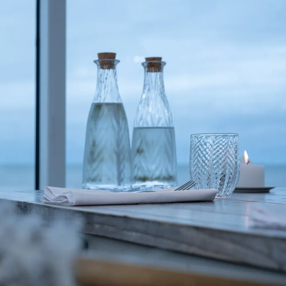 Herringbone Bottle, Clear Baltic Sea Glass