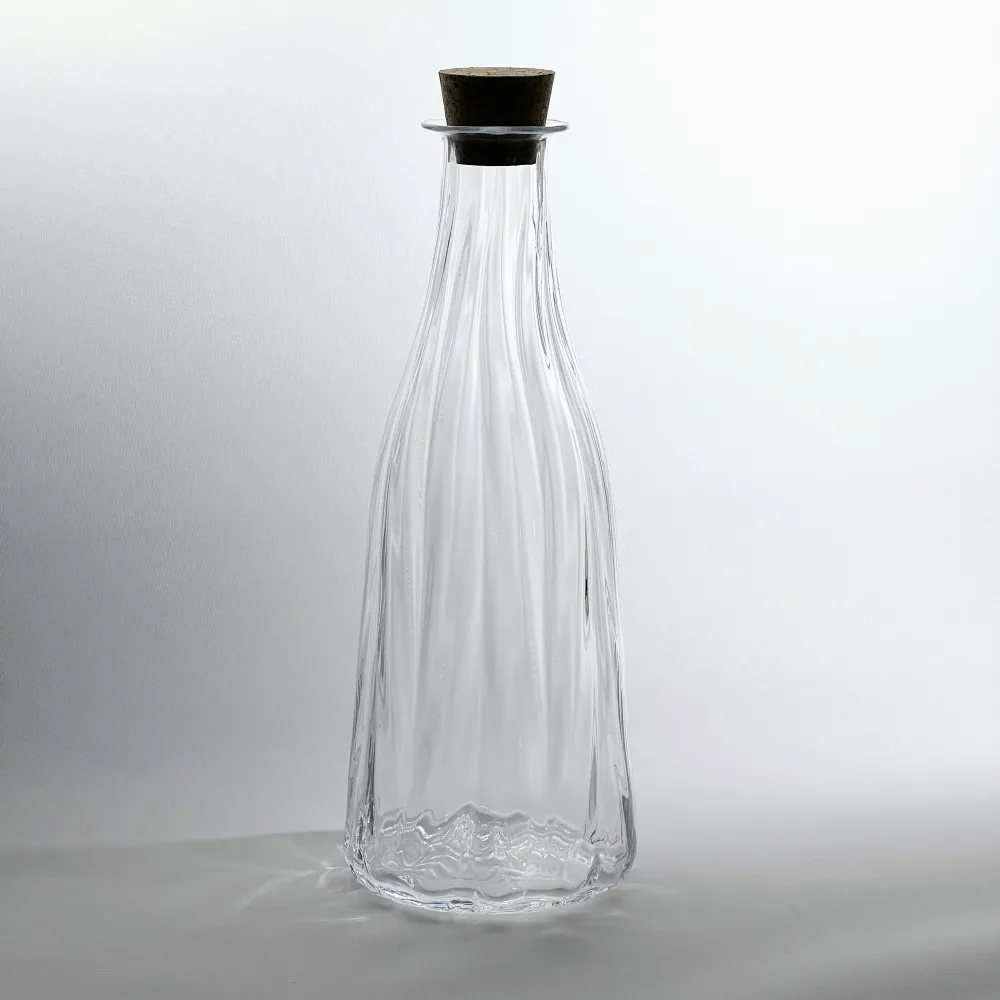 Herringbone Bottle, Clear Baltic Sea Glass