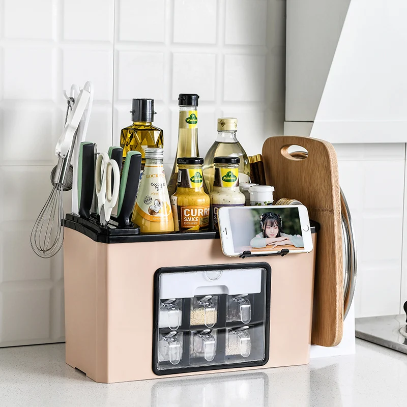 Adaptive Kitchen Storage & Knife Rack Khaki