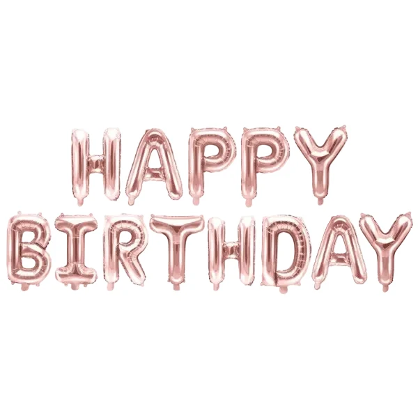 "Happy Birthday" folie ballonsæt - rose forgyldt