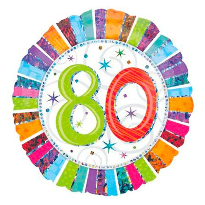 80 års Holografisk ballon - Send med Helium