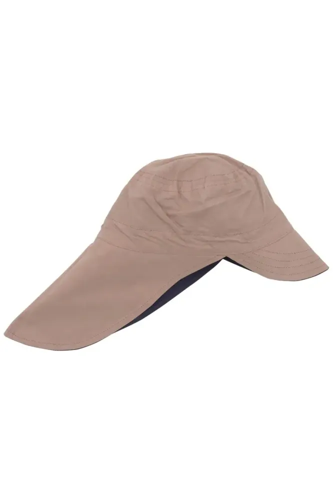 Copenhagen Colors - Økologisk Vendbar Sommer Hat med lang skygge - Indigo Beige