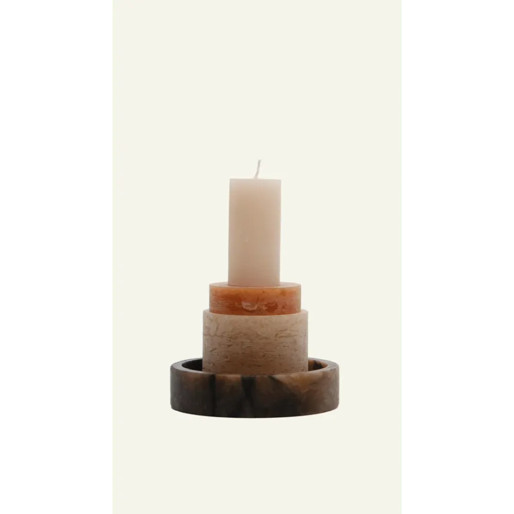 CANDL STACK, Large Holder Alabaster - Brown