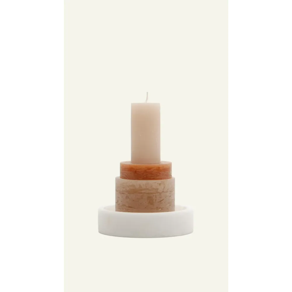 CANDL STACK, Large Holder Alabaster - White