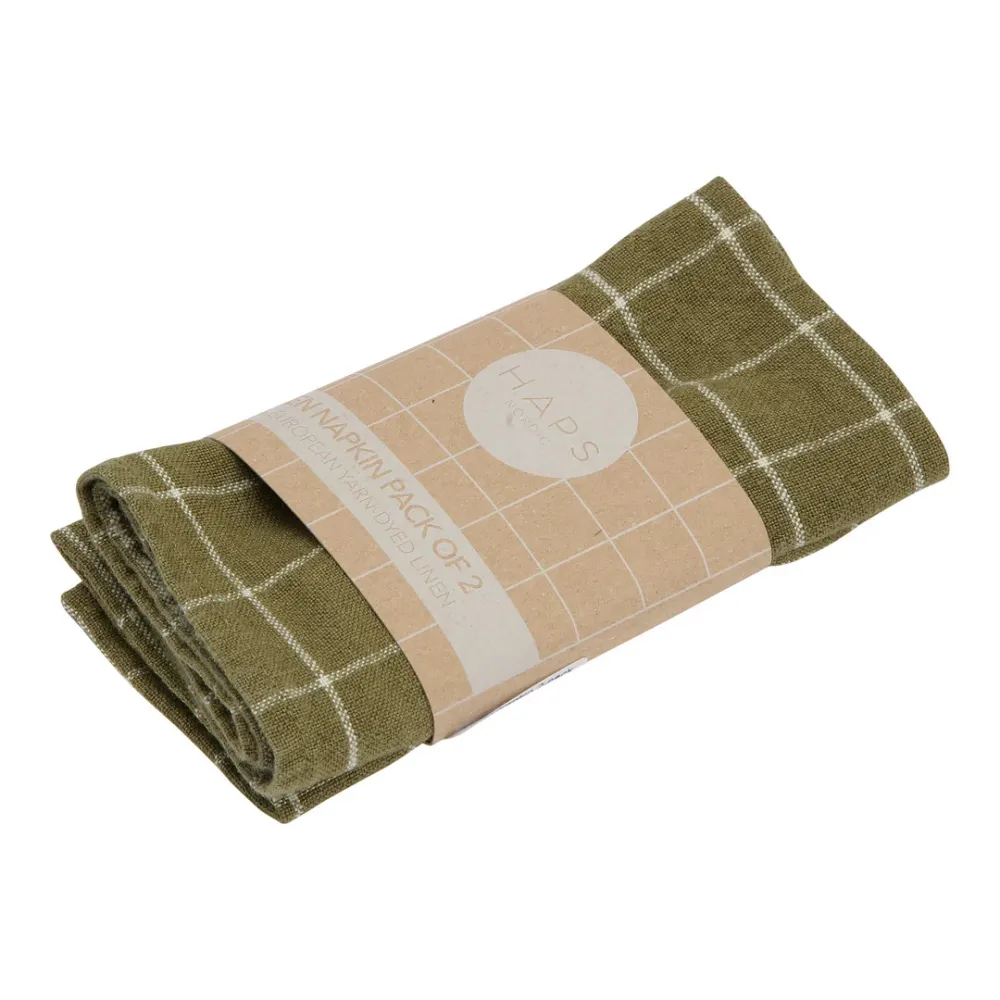 HØR SERVIET - 2-pak - Olive check