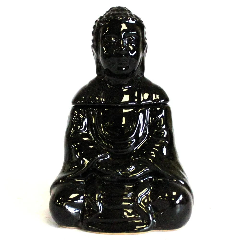 Buddha oliebrænder, sort