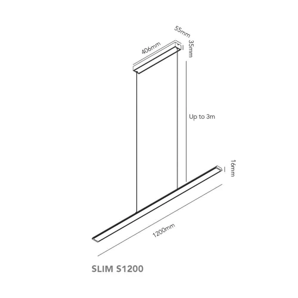 SLIM LANGBORDSPENDEL L120 SORT LED