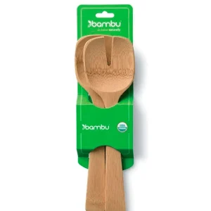 Kort salatbestik i certificeret bambus fra Bambu, natur, 22 cm