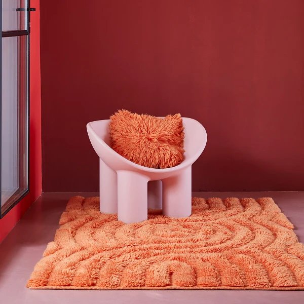 Tæppe i uld - Langhåret - Orange